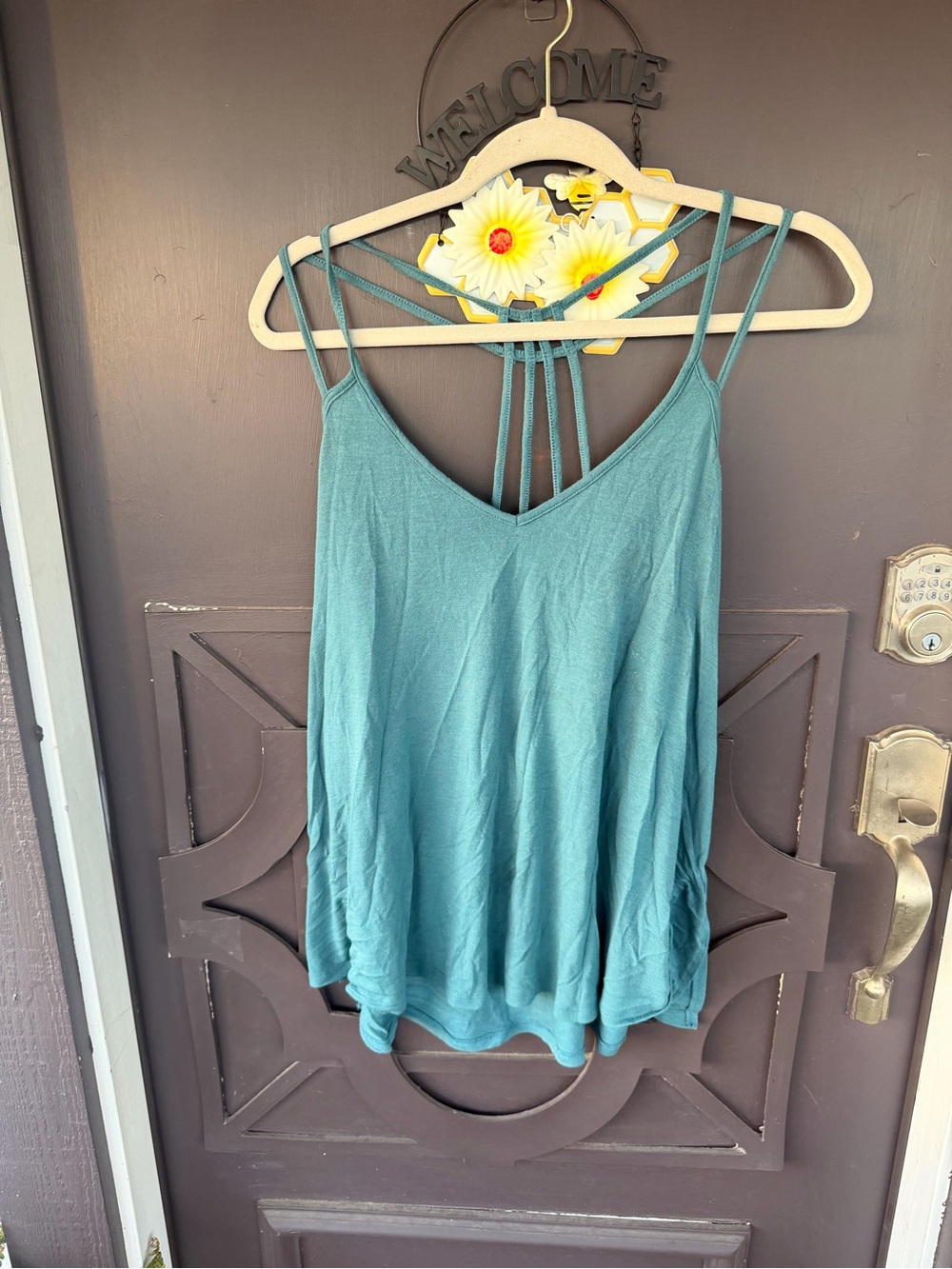 Express Teal Strappy V-Neck Camisole